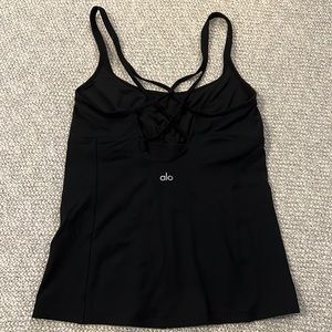 Alo strappy black tank with built in bra